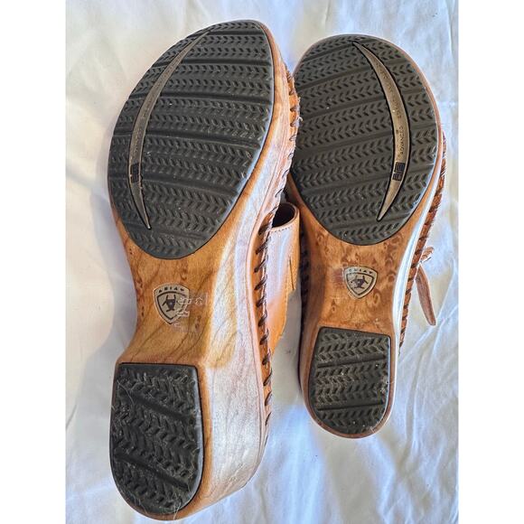 Ariat Leather Slide Wedge Sandals Size 8.5 - Picture 6 of 8